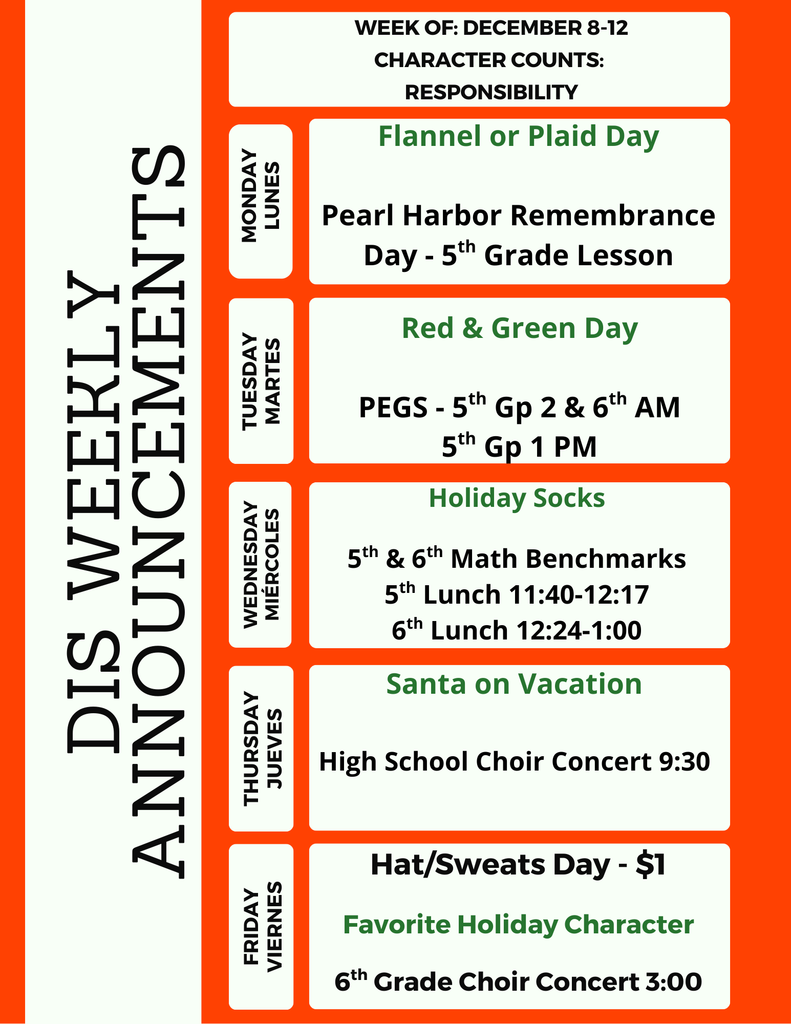 Dumas Intermediate Announcements