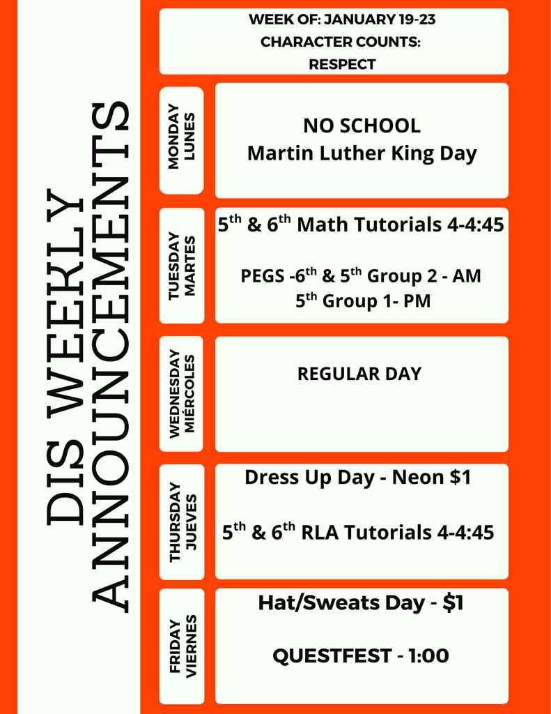 DIS Weekly Announcements