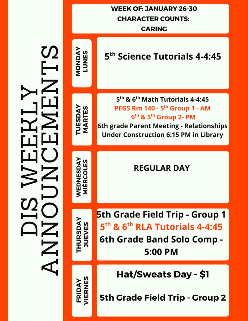 DIS Weekly Announcements