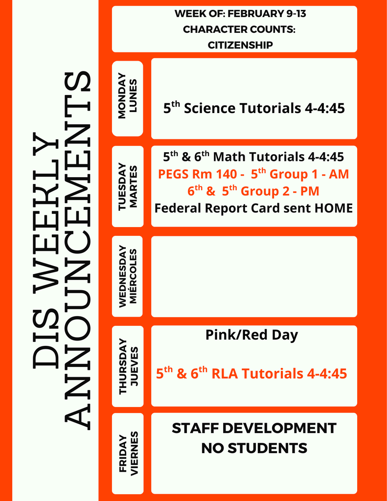 DIS Weekly Announcements