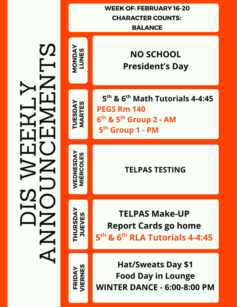 DIS Weekly Announcements
