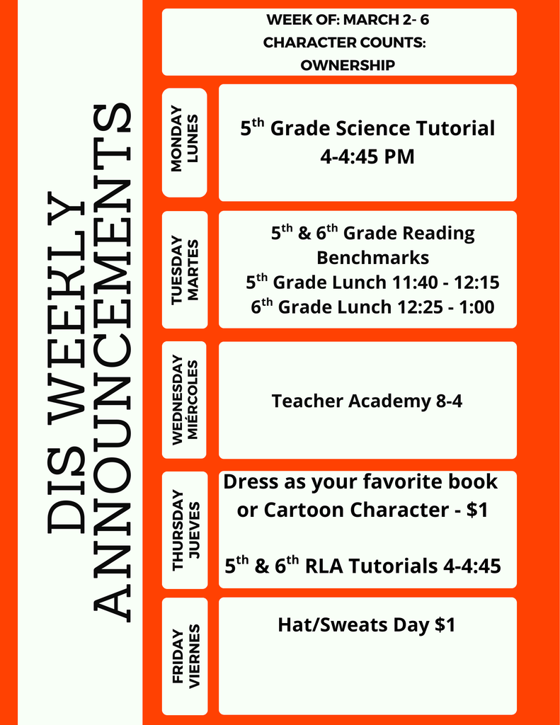 DIS Weekly Announcements