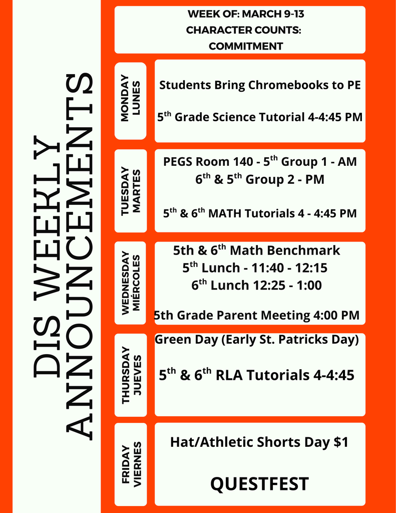 DIS Weekly Announcements