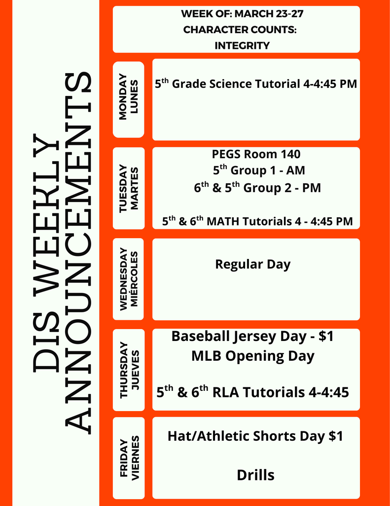 DIS Weekly Announcement