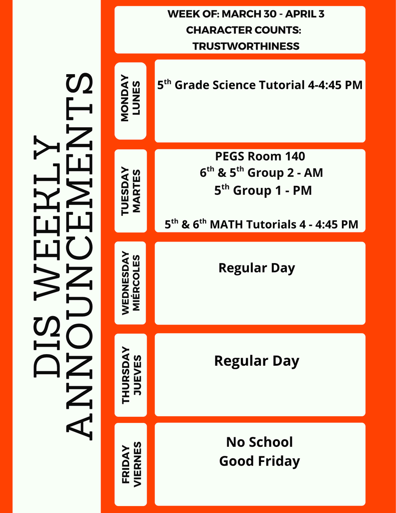 DIS Weekly Announcement