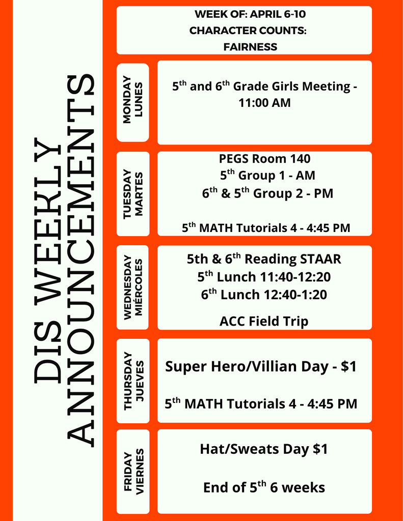 DIS Weekly Announcements