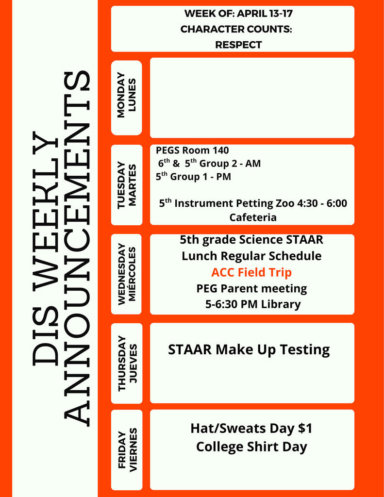 DIS Weekly Announcements