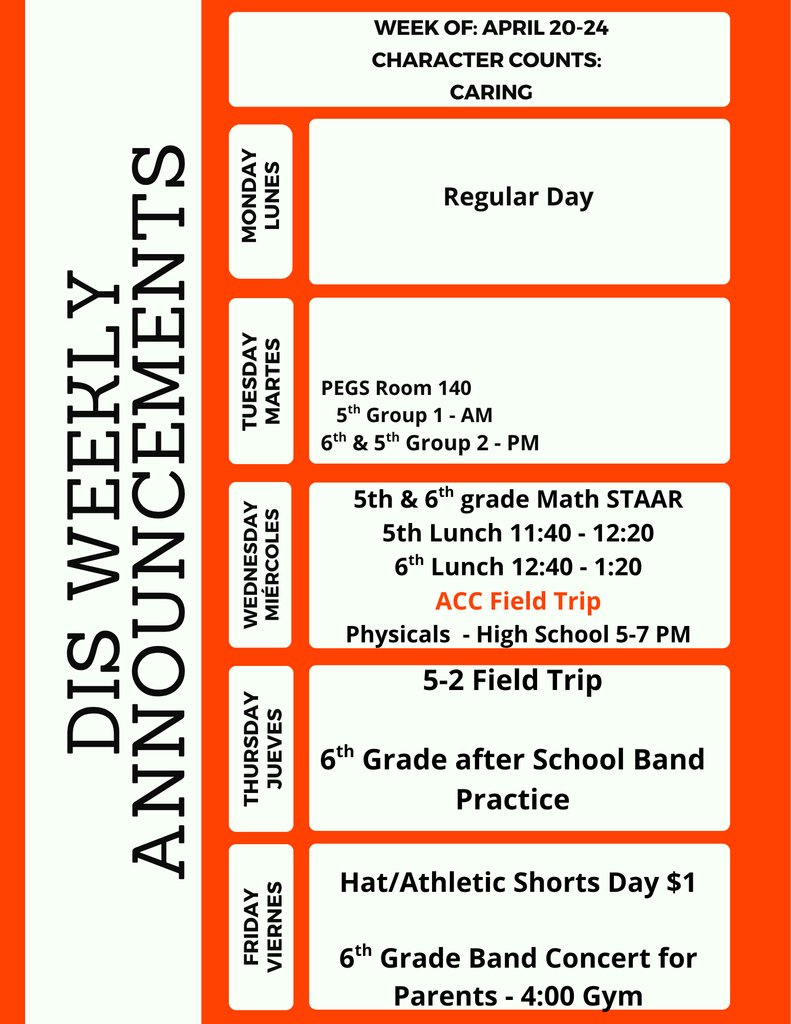 DIS Weekly Announcements