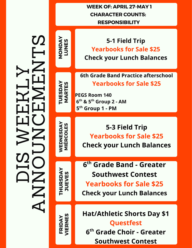 DIS Weekly Announcements