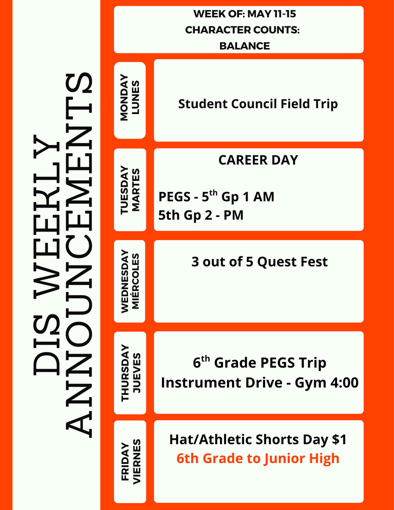 DIS Weekly Announcements