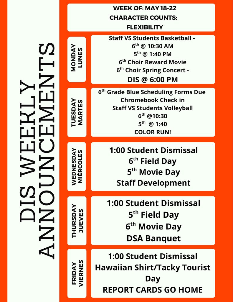 DIS Weekly Announcements