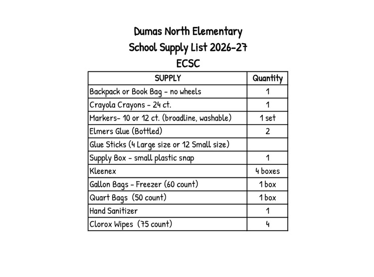 school supplies list