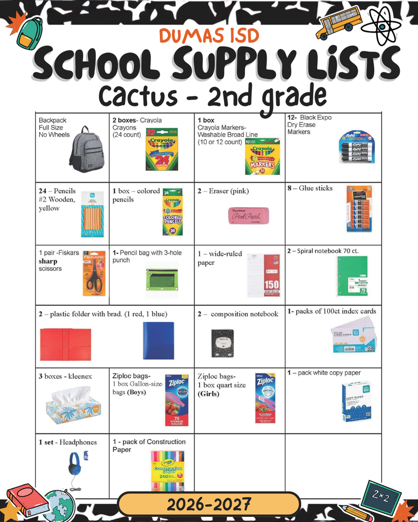 supply list 2nd grade