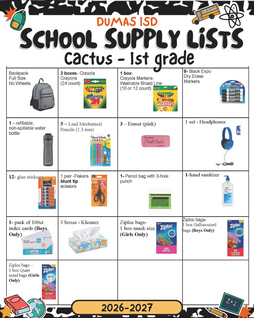 supply list 1st grade