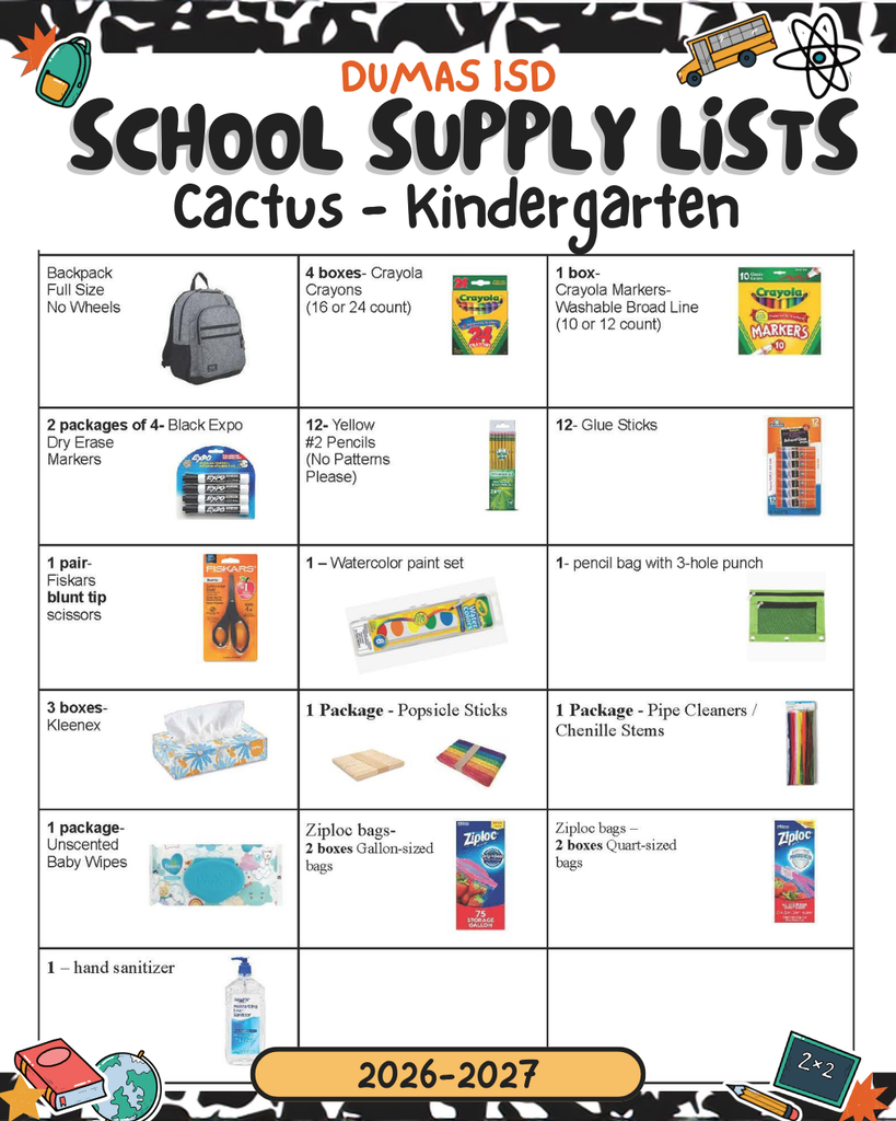supply list kindergarten
