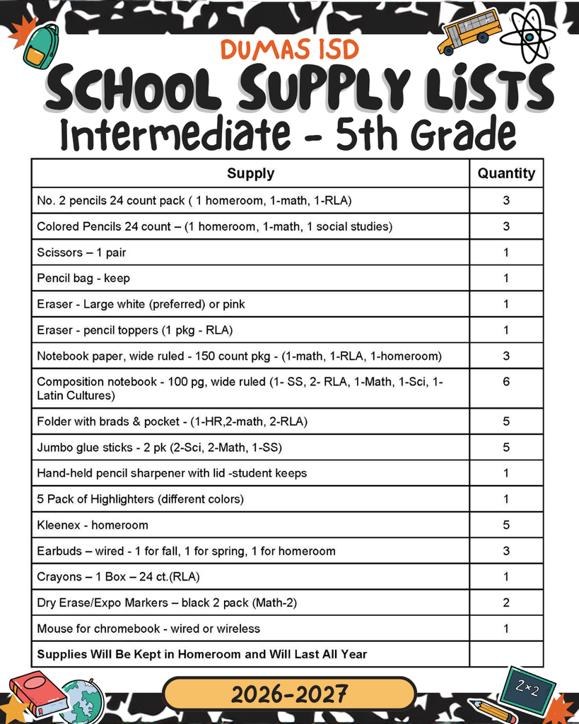 supply list 7th
