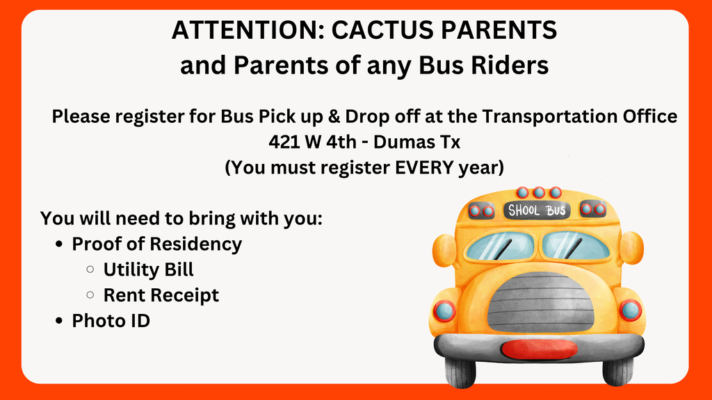 Register for BUS Pick Up