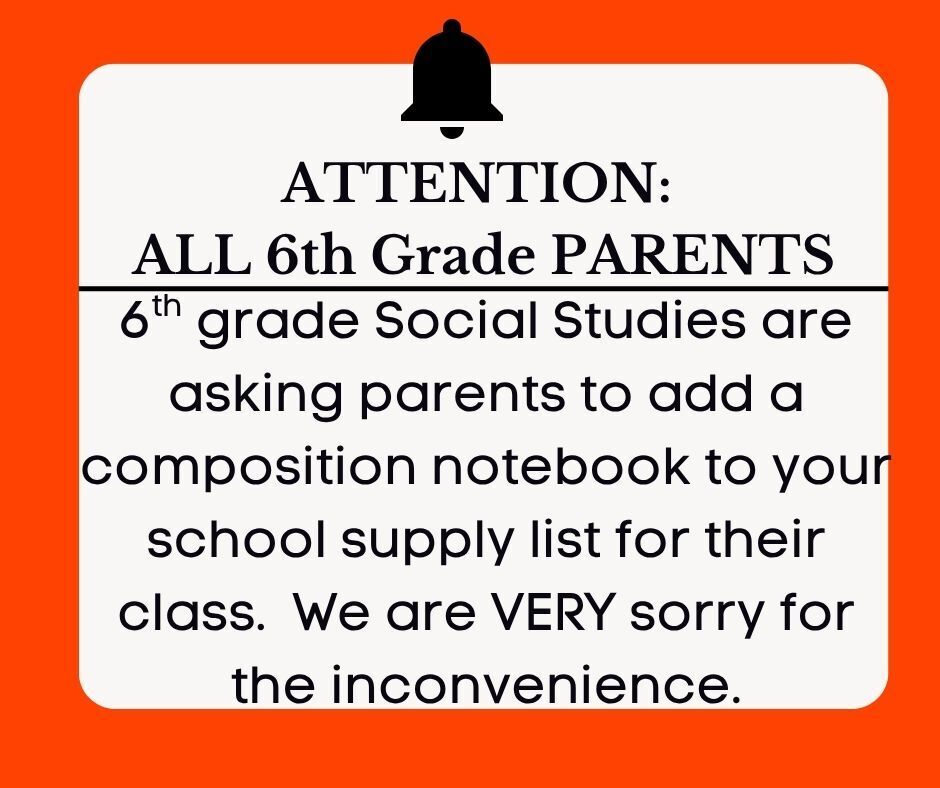 ATTENTION: ALL 6th Grade Parents