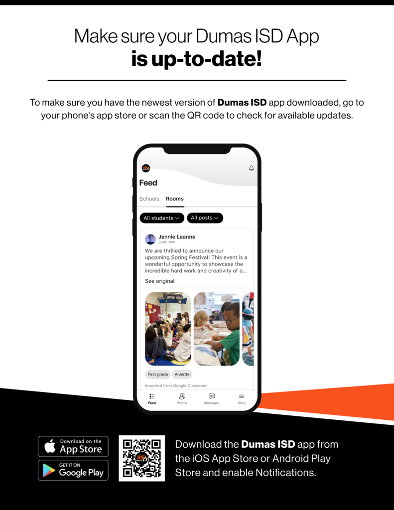 reminder to update the Dumas ISD app