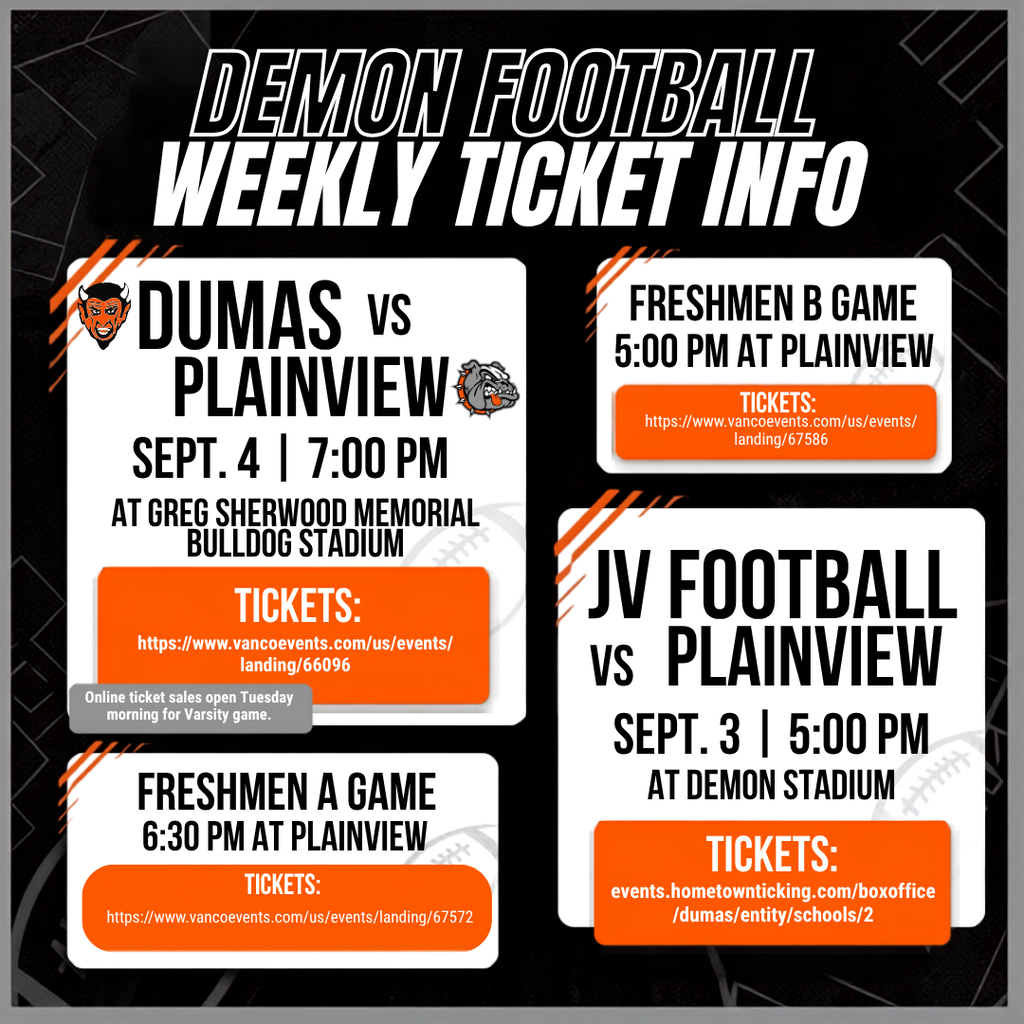 graphic for ticket information for football games - all info listed above
