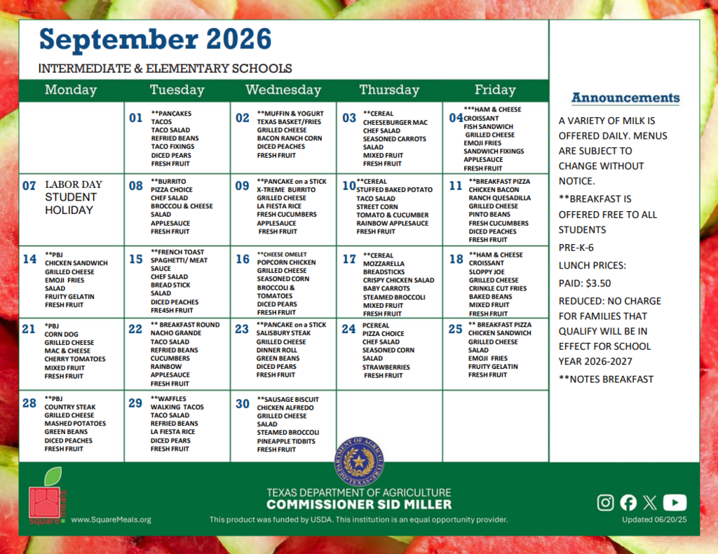 september lunch menu