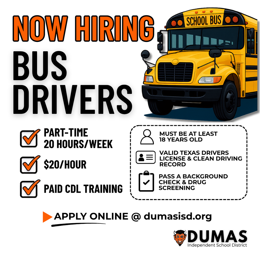 dumas isd is hiring bus drivers