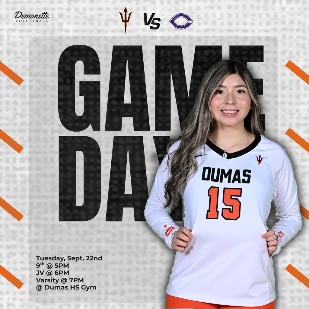 Volleyball game vs Canyon 9/22/26 5, 6, and 7 pm at Dumas Gym