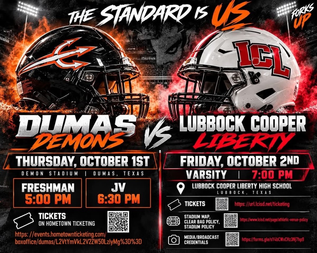 football ticket inforamtion for lubbock liberty friday Oct. 2