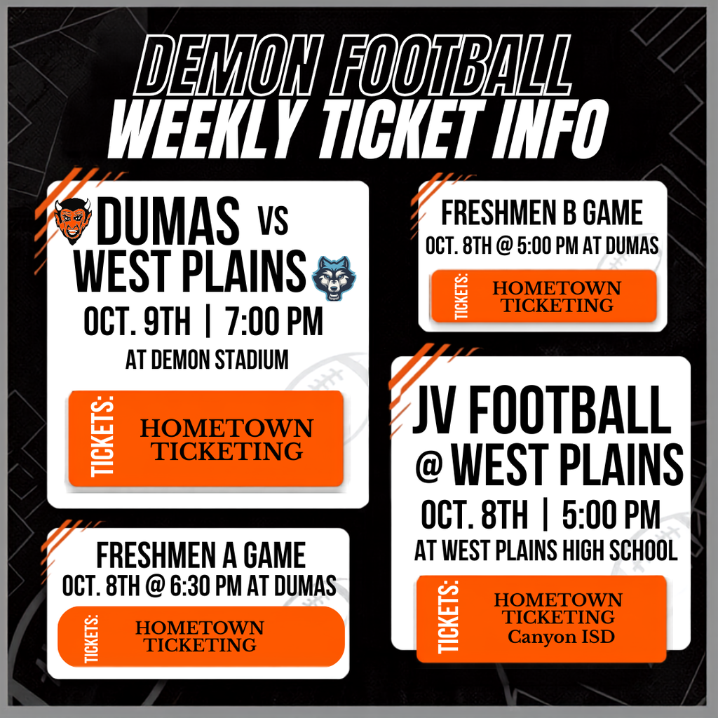 football games ticket links for week of October 5th