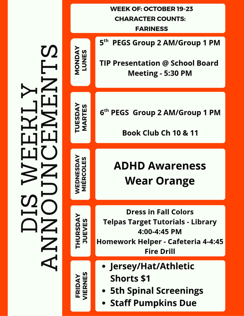 DIS Weekly Announcements