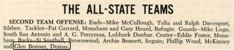 article for glenn Bonner for all-state team