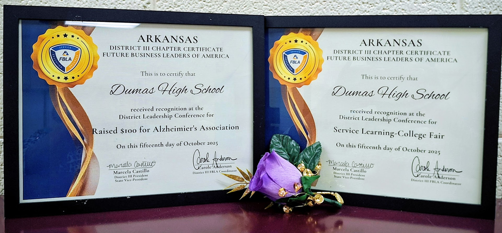 The two service awards Dumas received. 
