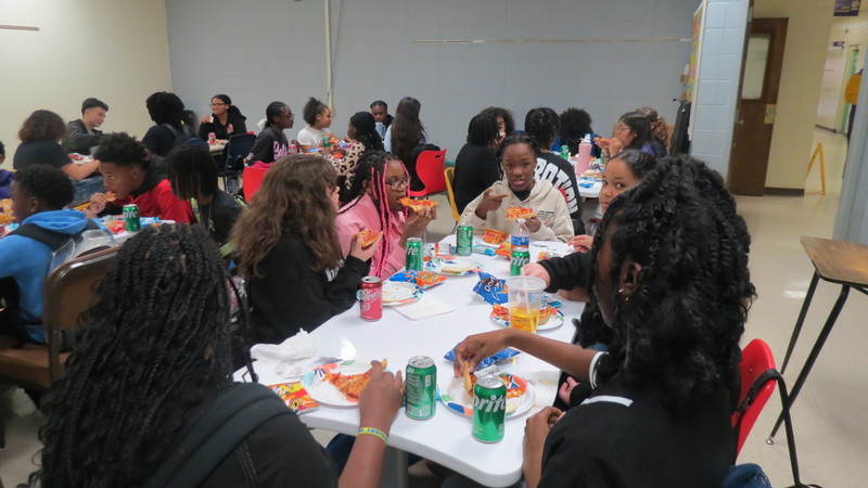 Students enjoying their meal