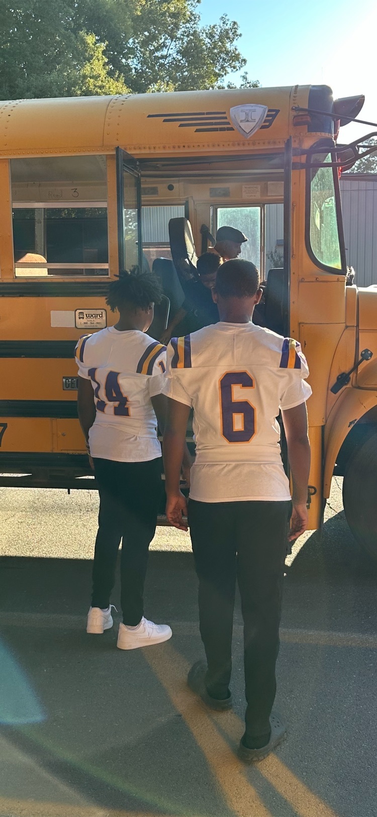 Football Team at a bus