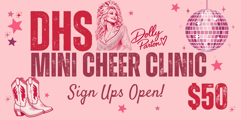 📣DHS Mini Cheer Clinic Signups Open! 📣  Cost: $50 Includes: 3 Hours of instruction with our DHS Cheerleaders, Camp Shirt, Bow, and a Snack   Camp Date: October 11th from 3-6pm @DHS Gym Parent Showcase: October 11th at 5:30pm @DHS Gym  Halftime Performance: October 15th at Halliburton Stadium during the High School Football Game  Theme: Dolly Parton  Link to Sign Up: https://www.myschoolbucks.com/ver2/prdembd?ref=H58EK21V083ELDW_ZZ6CCEI9AK0RK5S Questions: Jesse.Milburn@duncanps.org