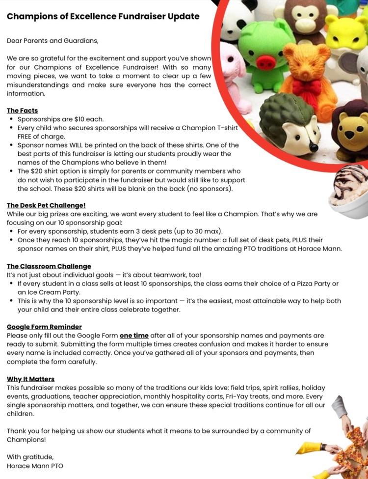 Champions of Excellence Fundraiser Update