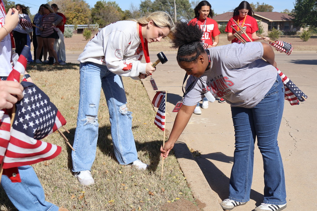 Students Planting Flag