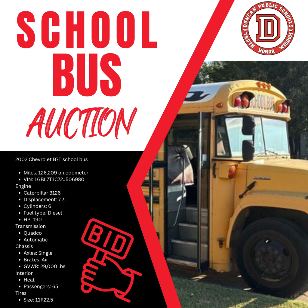 school bus auction listing with photo of the bus