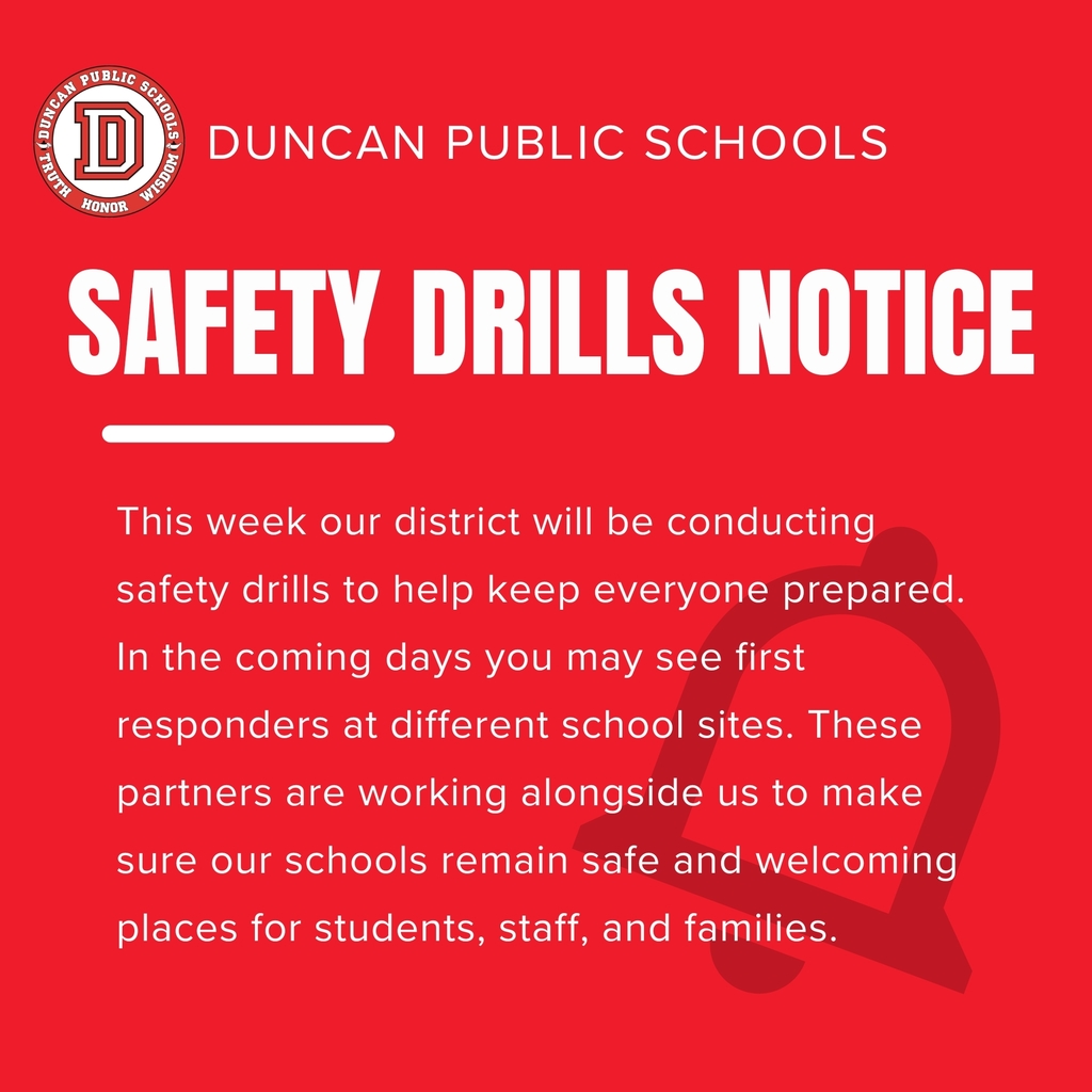 safety drills notice - This week our district will be conducting safety drills to help keep everyone prepared. In the coming days you may see first responders at different school sites. These partners are working alongside us to make sure our schools remain safe and welcoming places for students, staff, and families.- school graphic and logo 