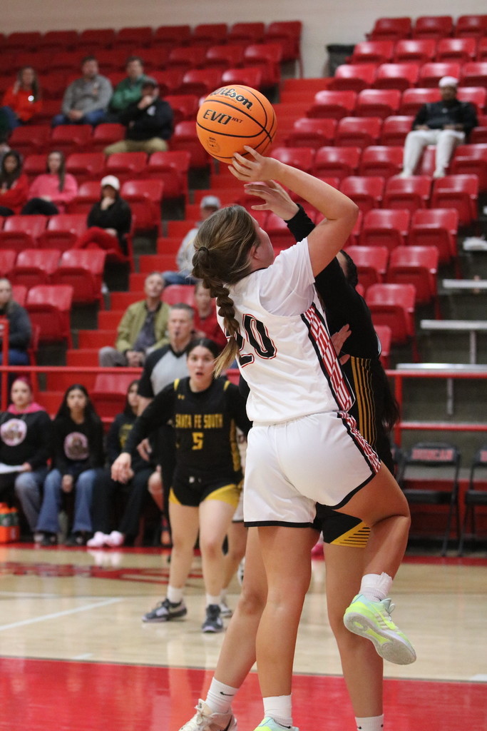 girl shooting basketball
