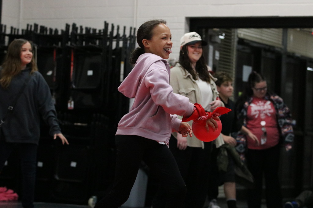 student playing dodgeball 