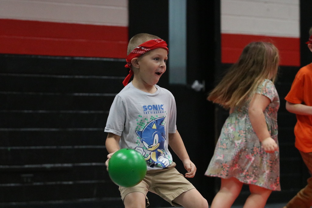 student playing dodgeball 