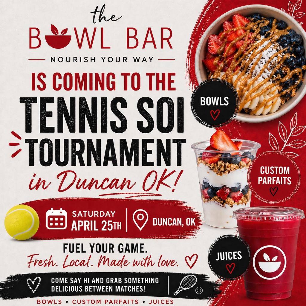 The Bowl Bar is popping up at the Tennis SOI Tournament on Saturday April 25th! 🎾 Come fuel your game with açaí bowls, custom parfaits, and fresh juices 🍓🥝🥤