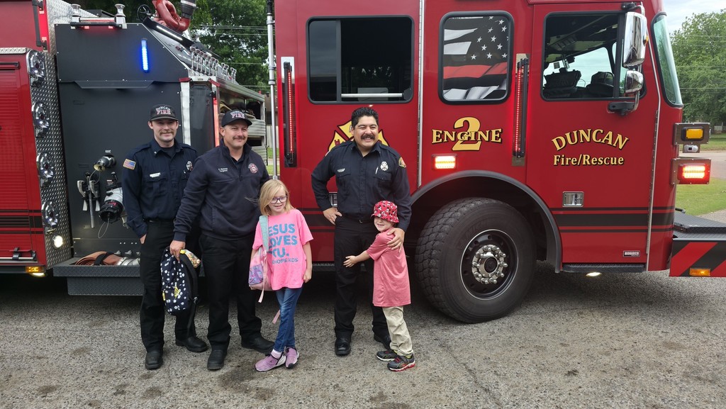 Firetruck - firefighters and students 
