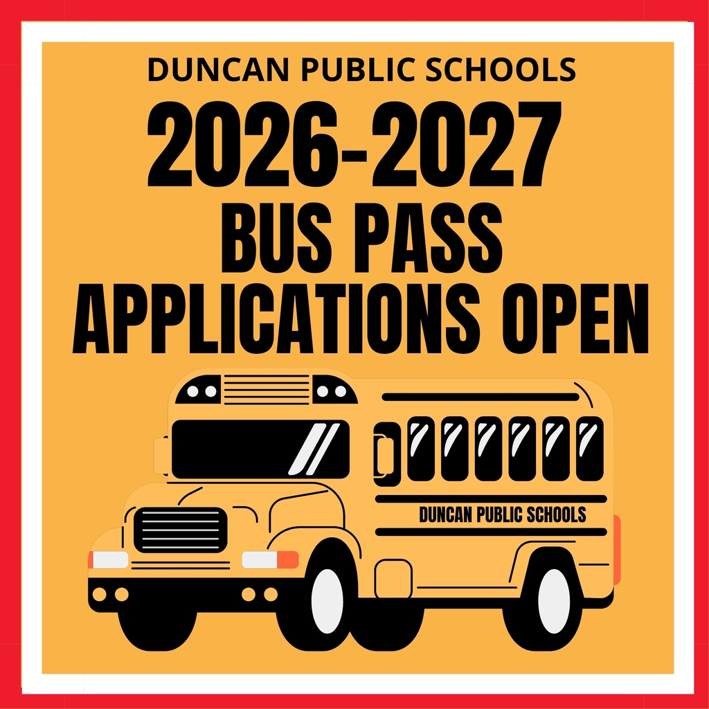 🚌 2026-2027 Bus Pass Applications Are OPEN! 🚌  Don't wait until the last minute! Bus pass applications for the 2026-2027 school year are now available.  Beat the end-of-summer rush and apply today! It only takes a few minutes to complete the form.  📝 Apply here: https://docs.google.com/forms/d/e/1FAIpQLSeF_18uafyRs5G1SbZOK8u-egw9-pg-5LLKFNfwRRymeSIKhQ/viewform  Questions? Contact the transportation office at (580) 252-3496. Let's get ready for next year!