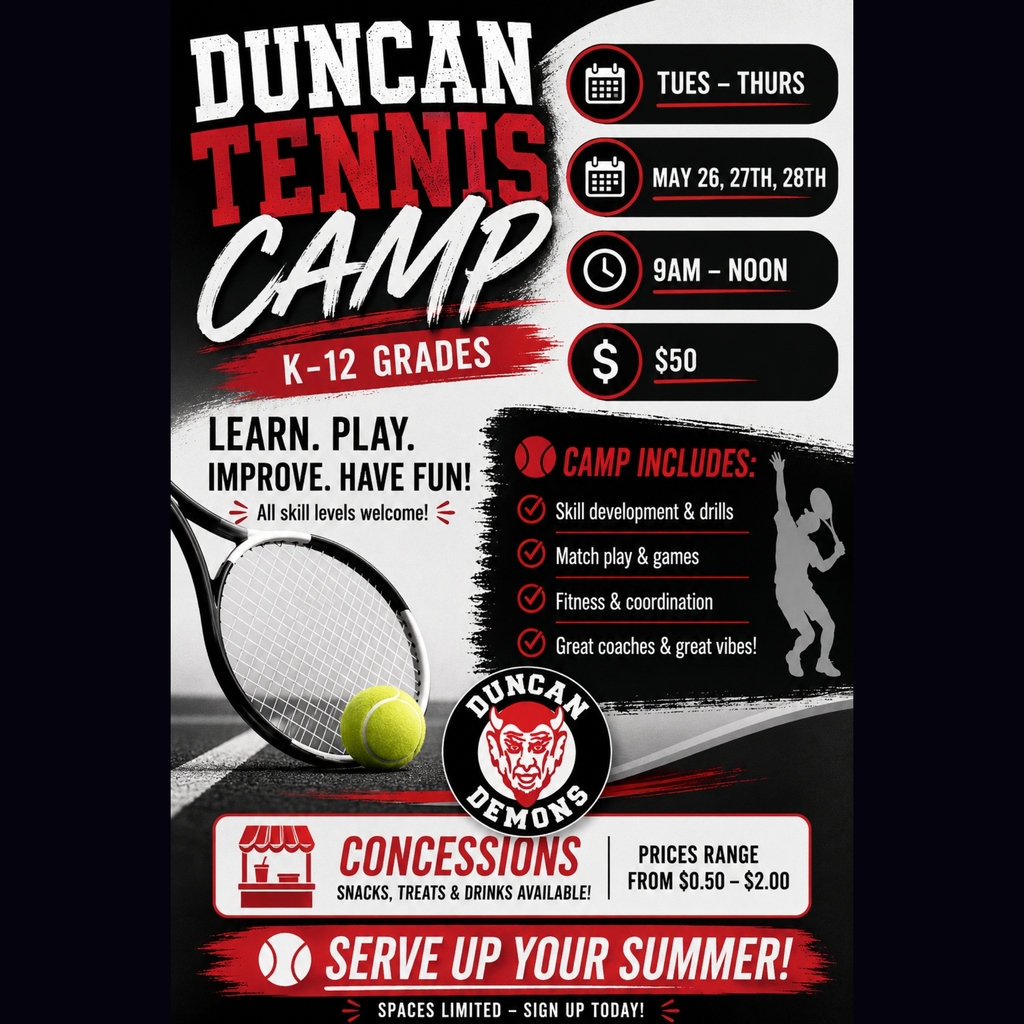 duncan tennis camp promotion