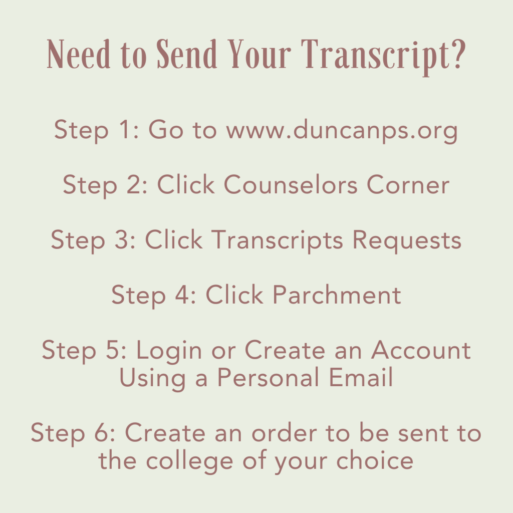 transcript instructions