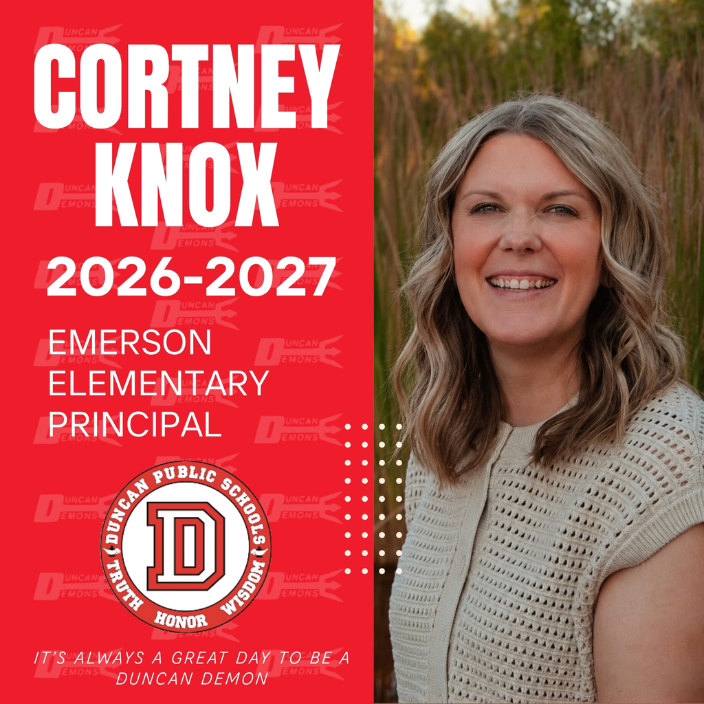 cortney knox - new emerson elementary principal with photo of her and logo