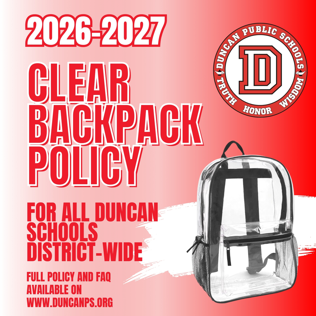clear backpack policy for 2026-2027 district wide prek-12 all students infographic 