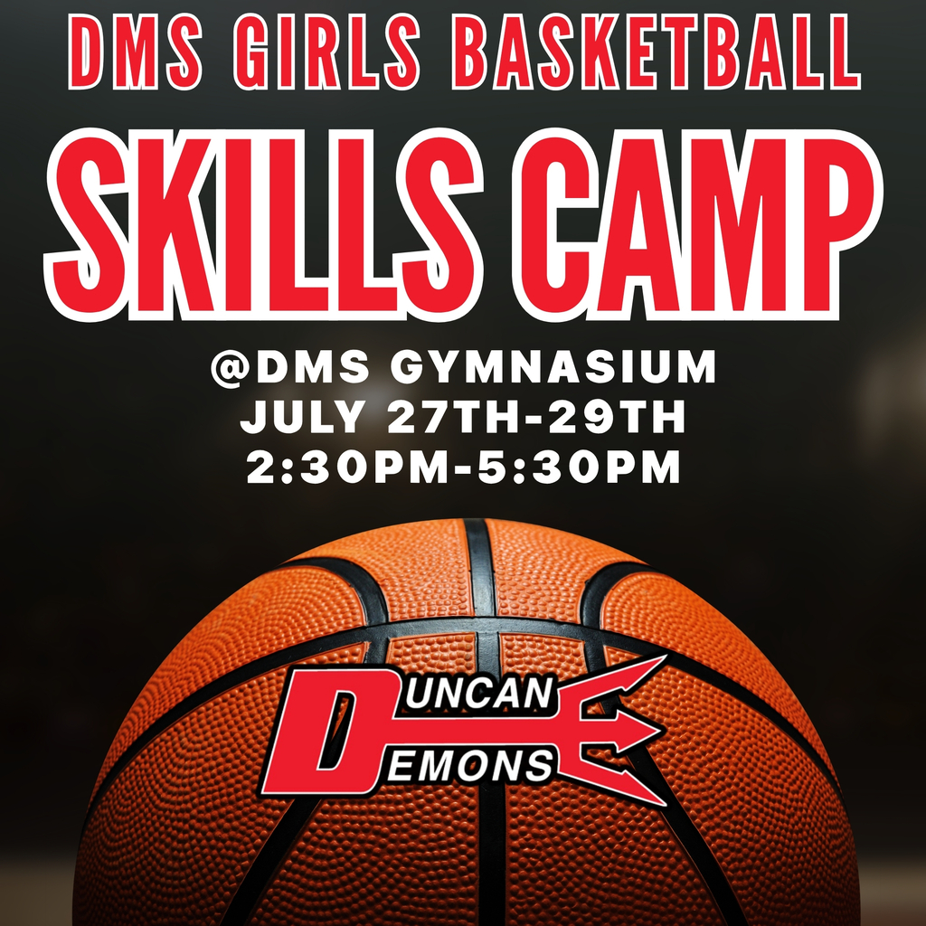 Calling all 7th and 8th grade DMS girls basketball players! Join us for Girls Basketball Skills Camp at the DMS Gymnasium on July 27-29 from 2:30-5:30 p.m.  Come ready to work, sharpen your skills, and build with your team. We hope to see all 7th and 8th grade DMS girls basketball athletes there!